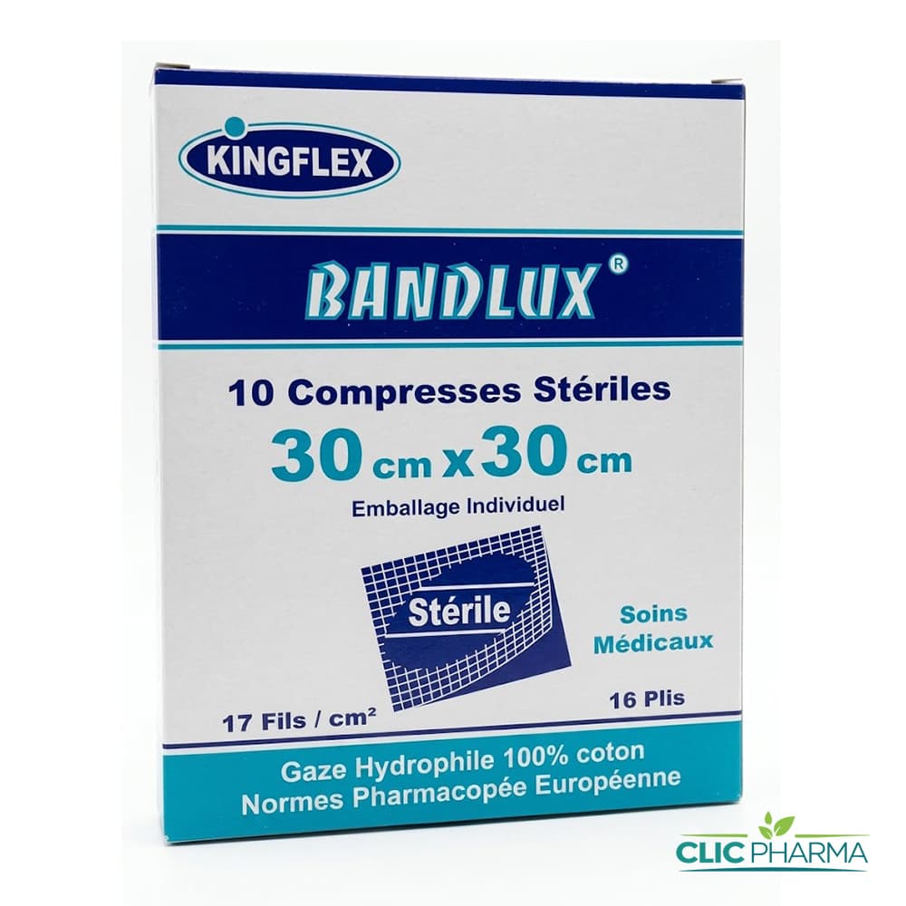 BANDLUX 10 COMPRESSES STERILES 30 X 30CM