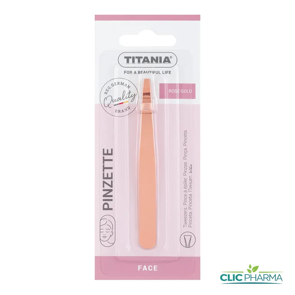 TITANIA PINCE A EPILER INCLINEE INOX ROSE/GOLD (REF: 1091/75GB B)
