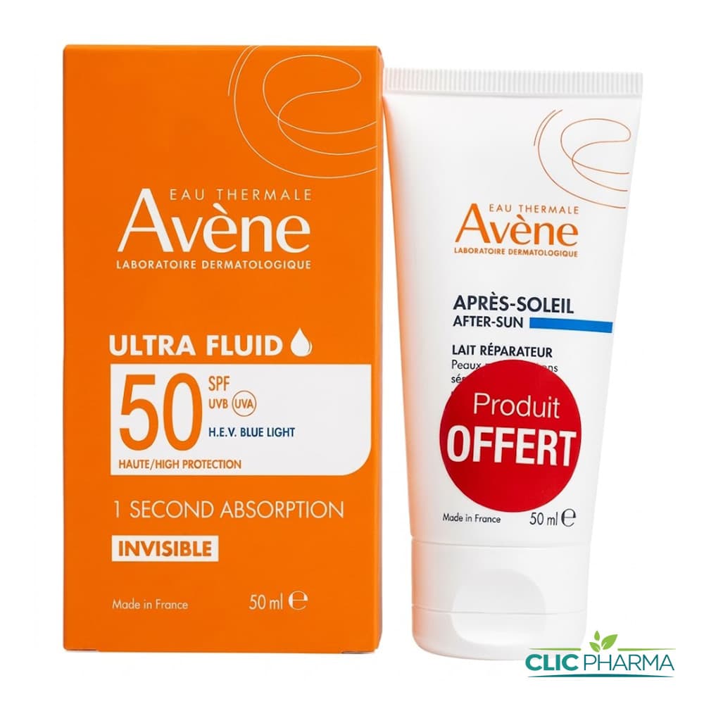 AVENE DUO (ECRAN ULTRA FLUID INVISIBLE SPF50+50ML + LAIT APRES SOLEIL OFFERT)