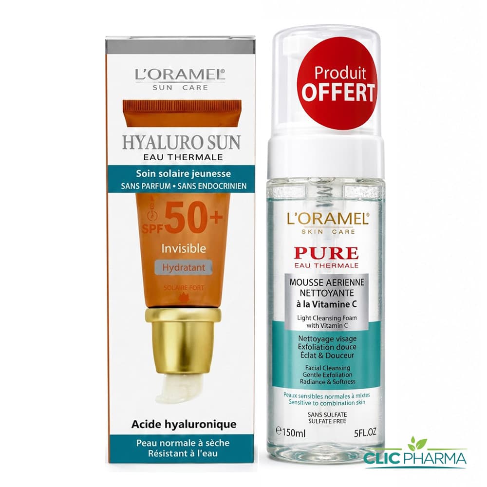 L’ORAMEL HYALURONSUN ECRAN SOLAIRE INVISIBLE HYDRA 40ML+MOUSSE NET PNM 150ML