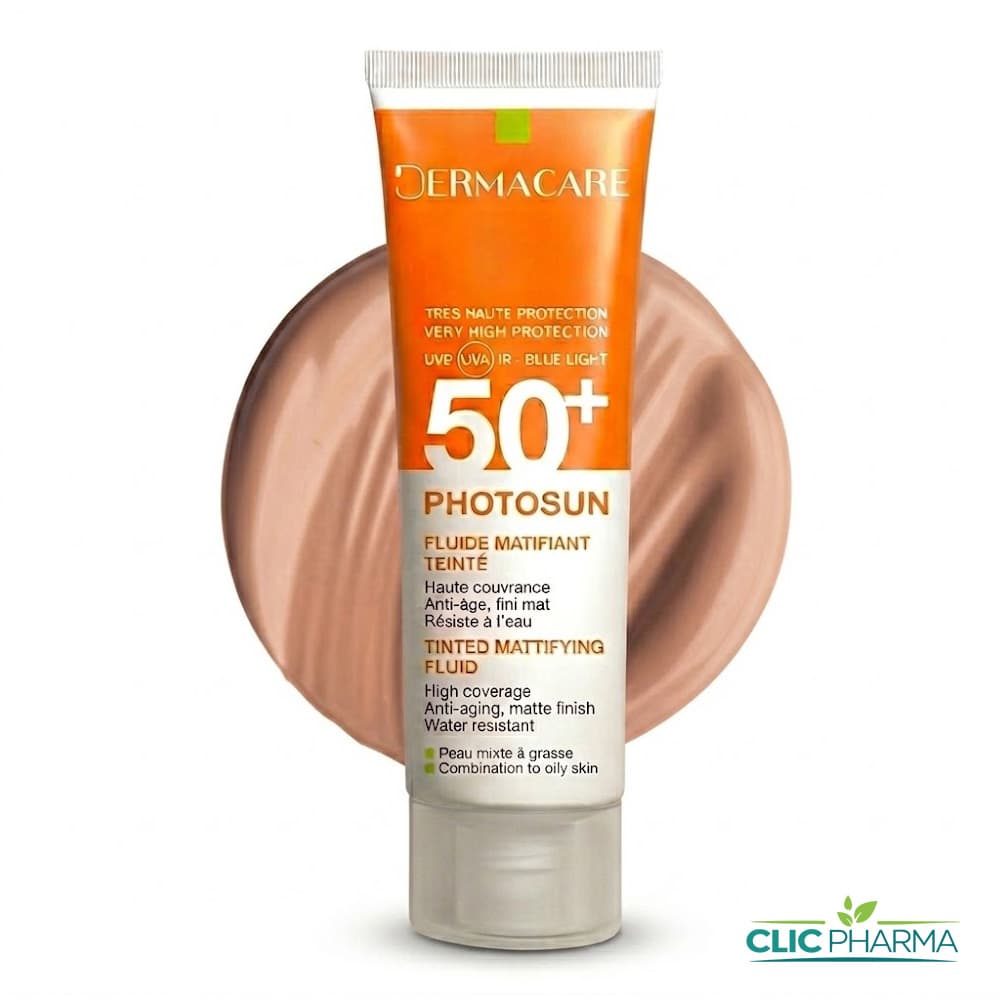 DERMACARE PHOTOSUN FLUIDE MATIFIANT TEINTE 02 BEIGE NATUREL SPF50+ 50ML