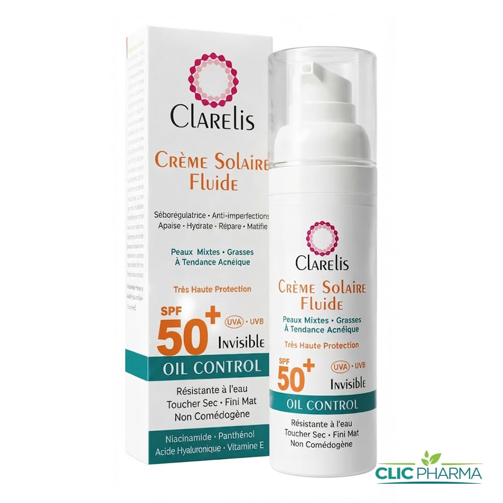 CLARELIS ECRAN OIL CONTROL CREME FLUIDE INVISIBLE SPF50+ 50ML