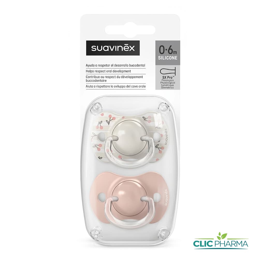 SUAVINEX 2 SUCETTE PHYSIOLOGIQUES SX PRO 0-6 MOIS+ ROSE