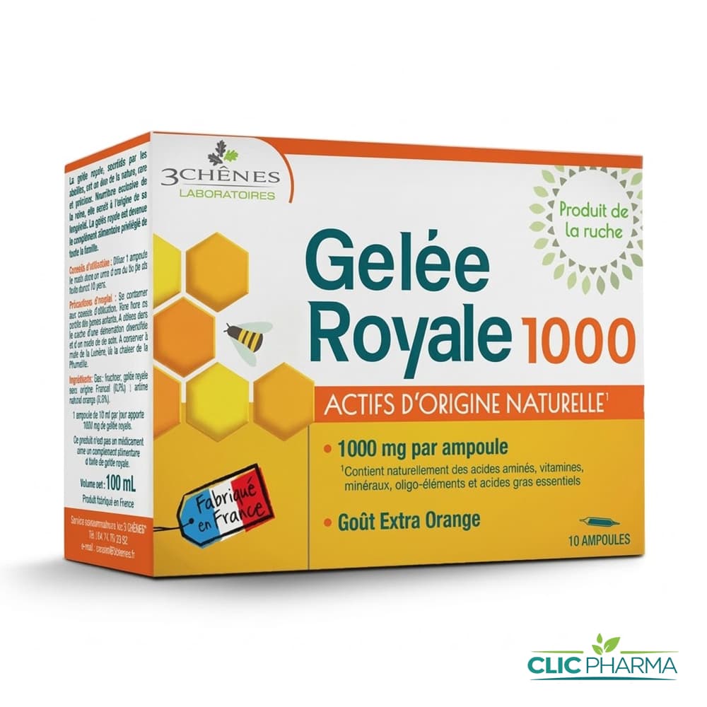 3 CHENES GELEE ROYALE BIO 1000MG (10 AMPOULES)