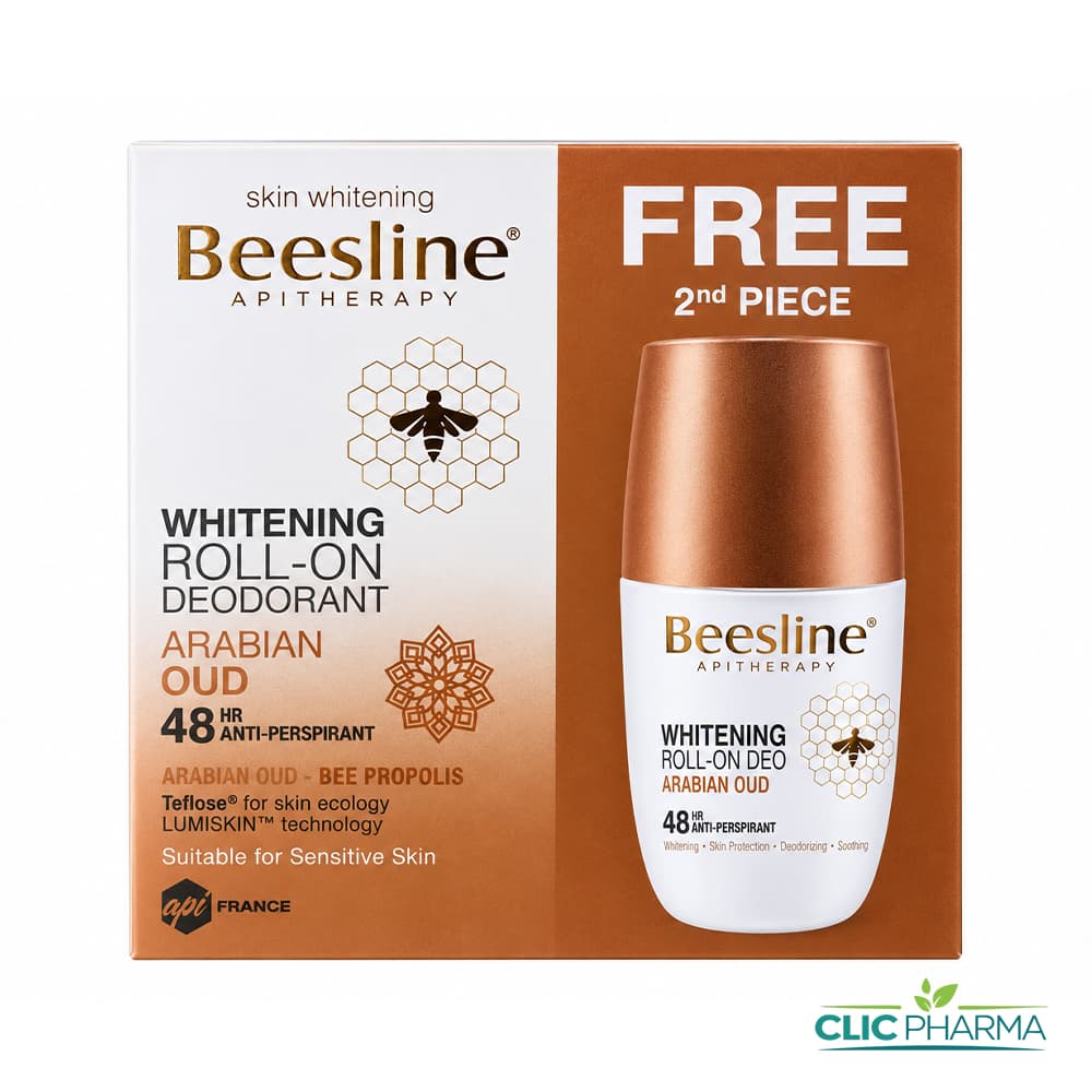 BEESLINE DEODORANT ECLAIRCISSANT ARABIAN OUD 48H ROLL-ON 50ML LOT2 1+1 FREE