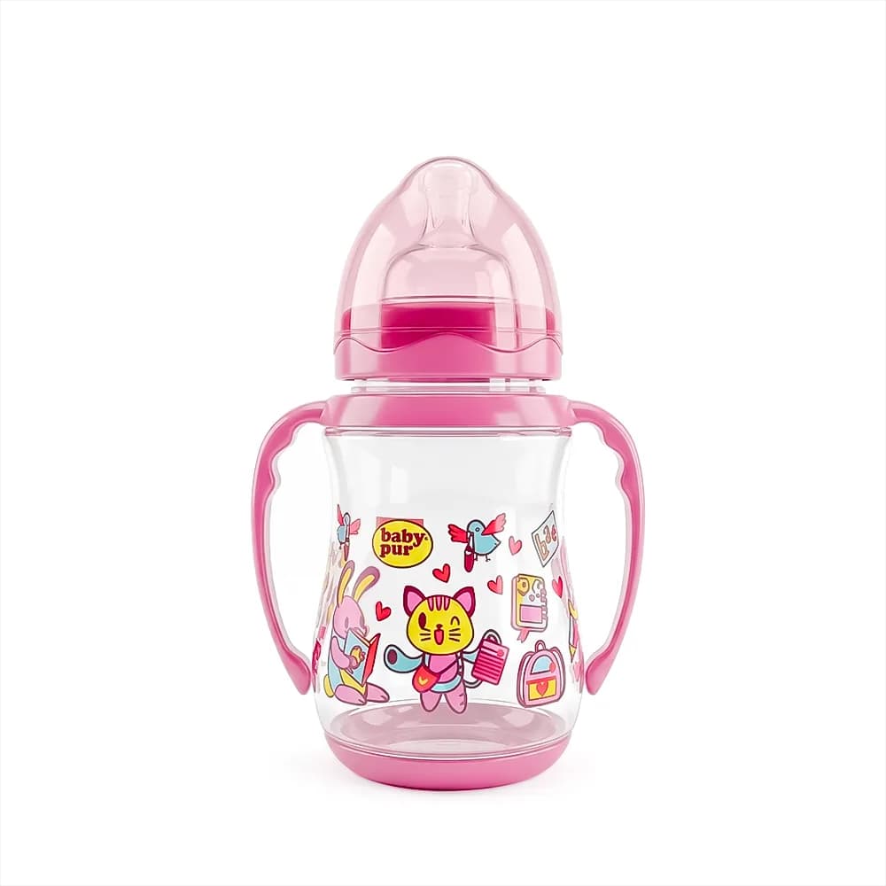 Baby Pur Biberon Col Large Pastel en Plastique Avec Anse 240 ml Ref Nwn-022