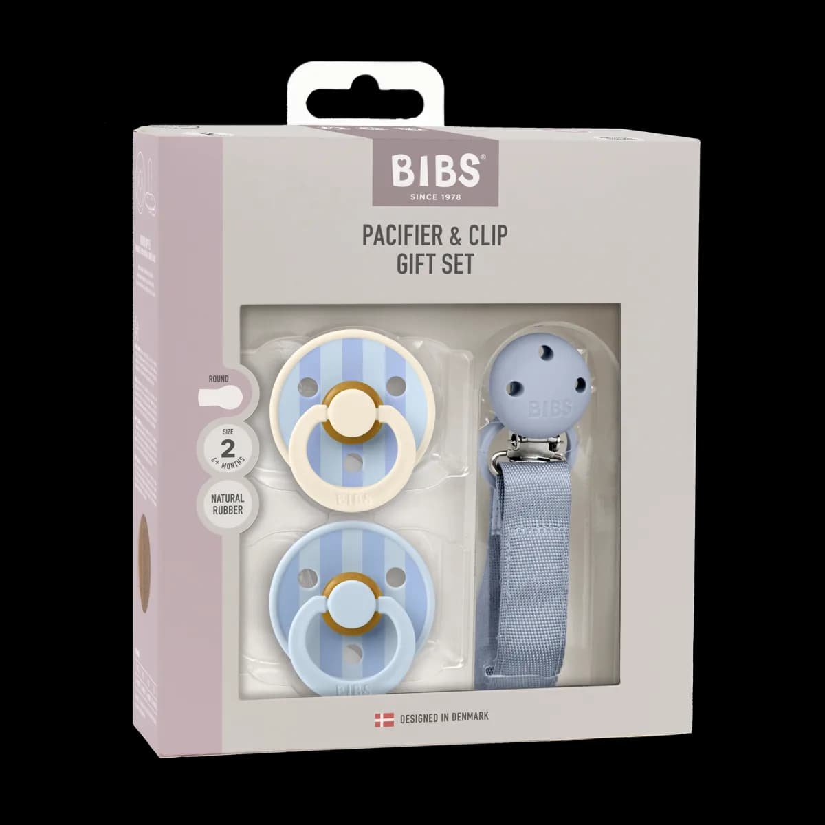 BIBS COFFRET CADEAU DUSTY BLUE LATEX 6 À 18 MOIS