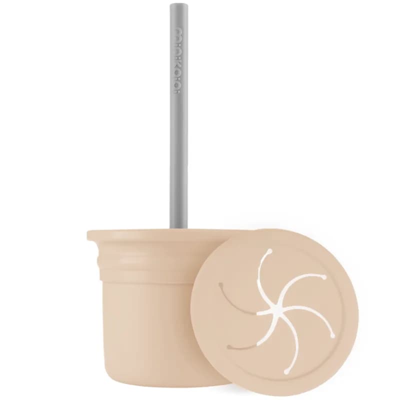 Minikoioi Sip+snack Gobelet a Gouter en Silicone Avec 2 Couvercles 6 m+