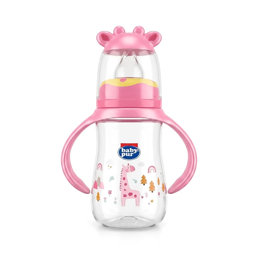 Baby Pur Biberon Plastique Girafe Avec Anses 125 ml Ref 72030