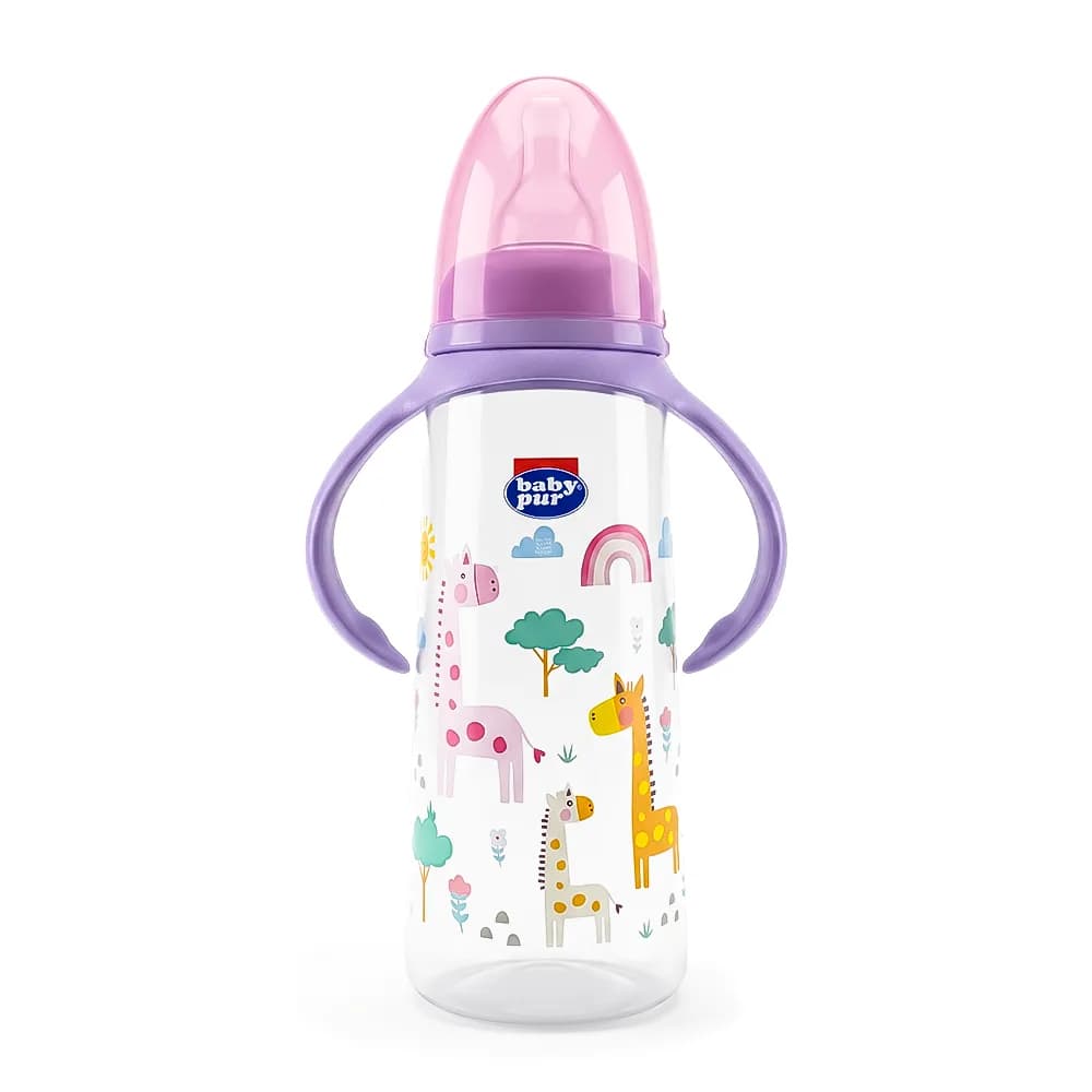 Baby Pur Biberon en Plastique Anti-Colique Earth Colors Avec Anse 250 ml Ref 72503