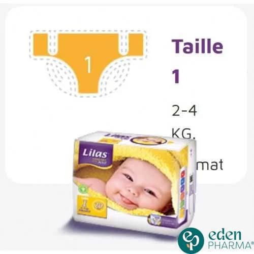 Lilas Confort Max Actif Couche BB 2-4 kg 20 Pieces (TAILLE 1)