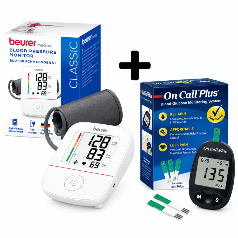 Beurer Tensiomètre BM 23 + Glucometre On Call Plus + Stylo + 10 Lancette + 25 Bandlette