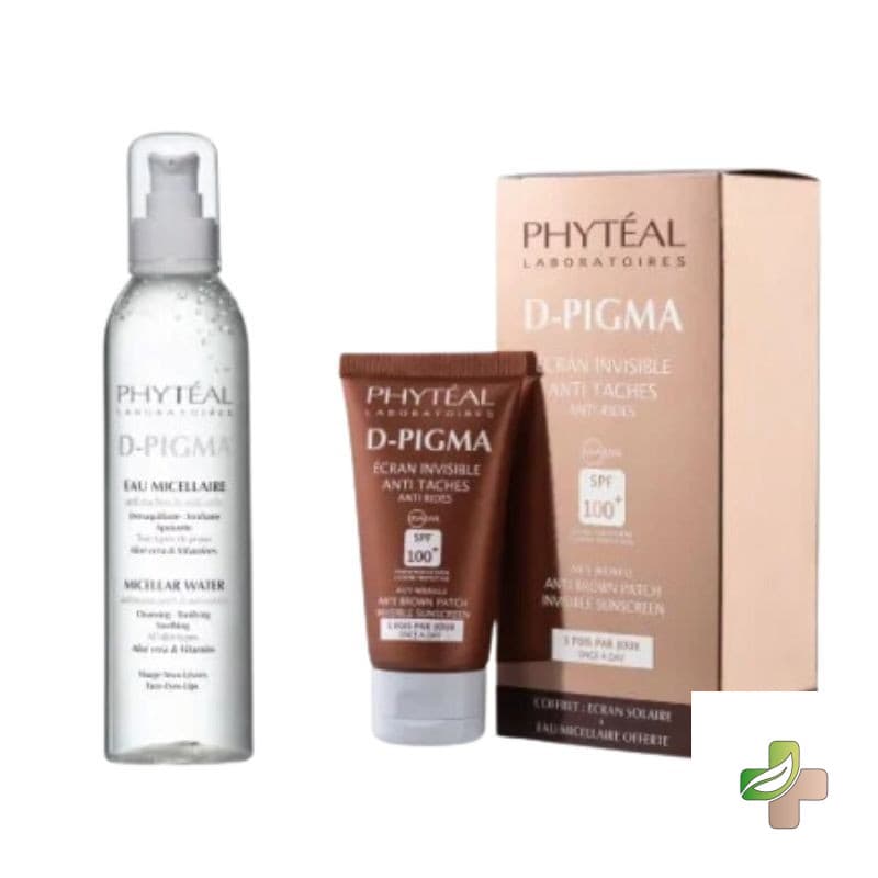 Phyteal D-Pigma Ecran Invisible Spf100+ 50ML + D-Pigma Eau Micellaire A L’Aloe Vera 250Ml Offerte