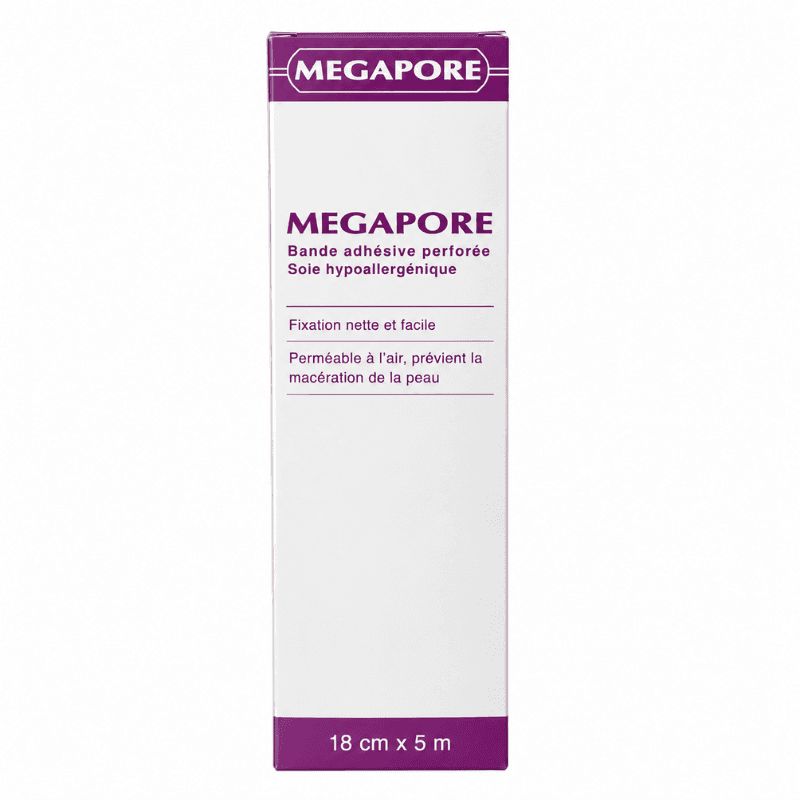 MEGAPORE Bande adhésive perforée Soie hypoallergenique 18cmx5m
