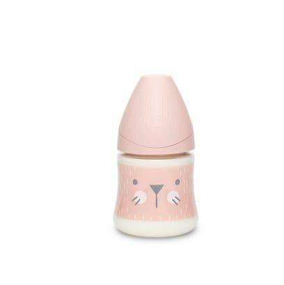 Suavinex Biberon 150ml Tétine Ronde Débit Lent – Lapin Rose