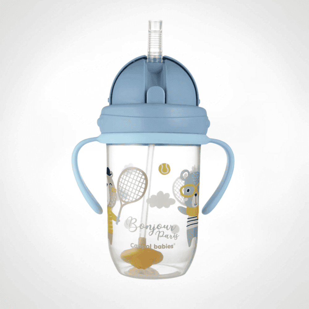 CANPOL BABIES TASSE ANTI ECLABOUSSURE AVEC PAILLE 270ML BLEU