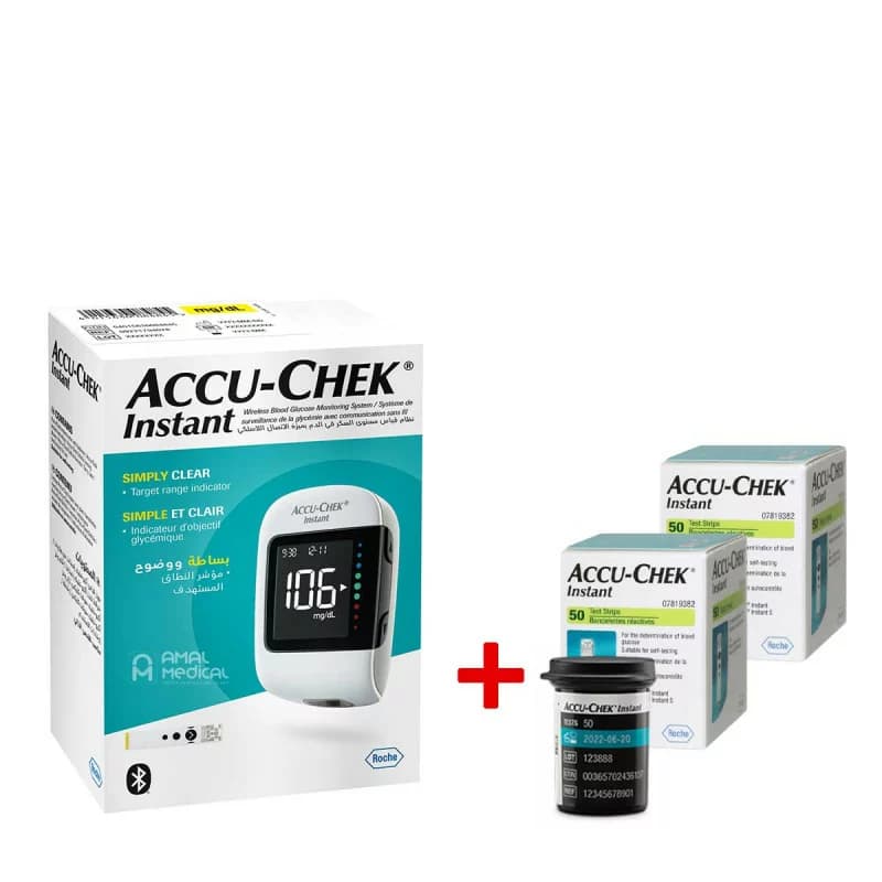 Accu-Chek Instant Coffret 2 x 50 Bandelettes + Appareil et 10 Bandelettes (Offerts)