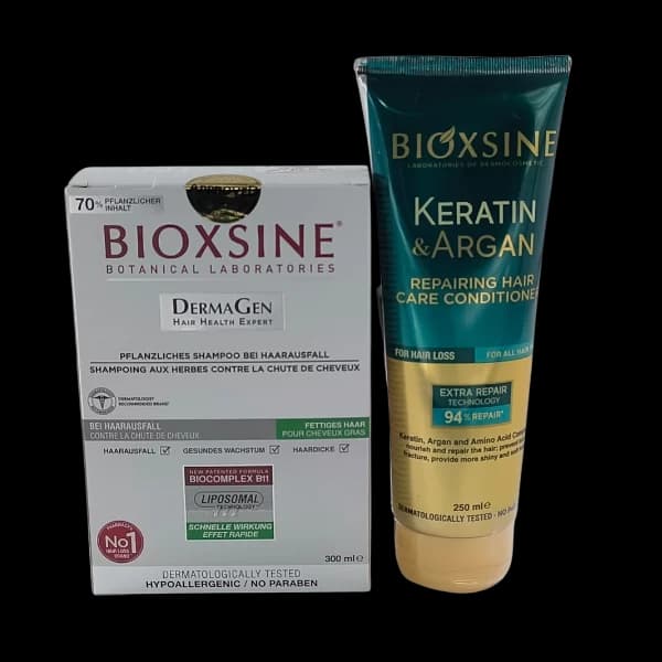 Bioxsine Shampooing Anti-Chute Cheveux Gras 300 ml + Après-Shampooing Kératine & Argan Flacon 250 ml