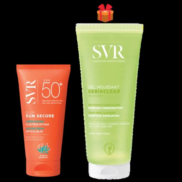 SVR Écran Sun Secure Blur 50+ 50 ml + Gel Nettoyant Sebiaclear 200 ml Gratuit