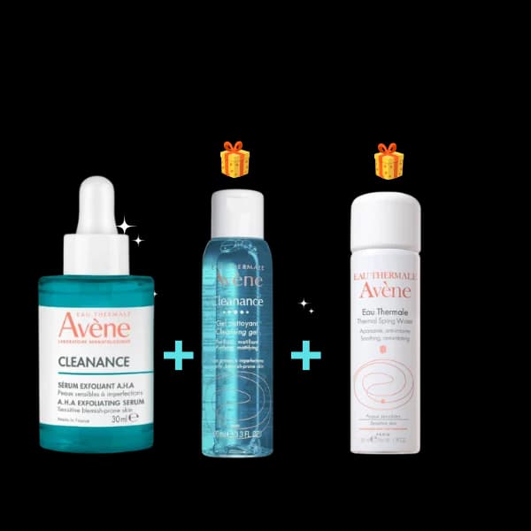 AVÈNE CLEANANCE SÉRUM EXFOLIANT AHA 30 ML + GEL NETTOYANT ET EAU THERMALE OFFERTS