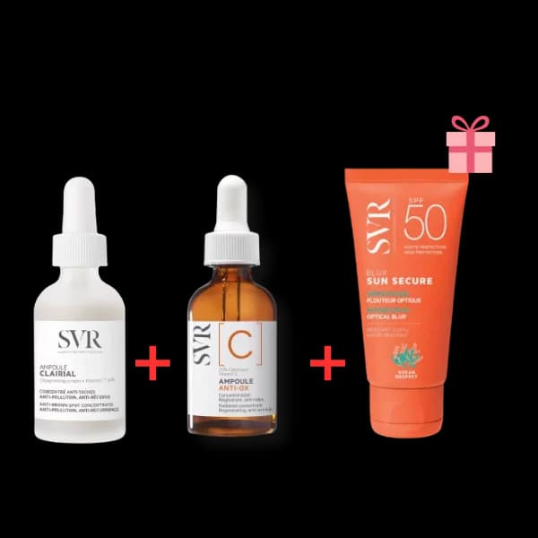 SVR Pack Clairial Ampoule 30 ml + Ampoule Anti Ox Vitamine C 30 ml + Écran Blur Invisible SPF50+ 50 ml Gratuit