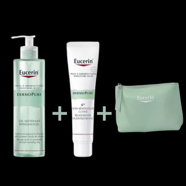 EUCERIN DERMOPURE K10 SOIN RENOVATEUR CUTANEE 40ML+GEL NETTOYANT AVEC POMPE 200ML+TROUSSE