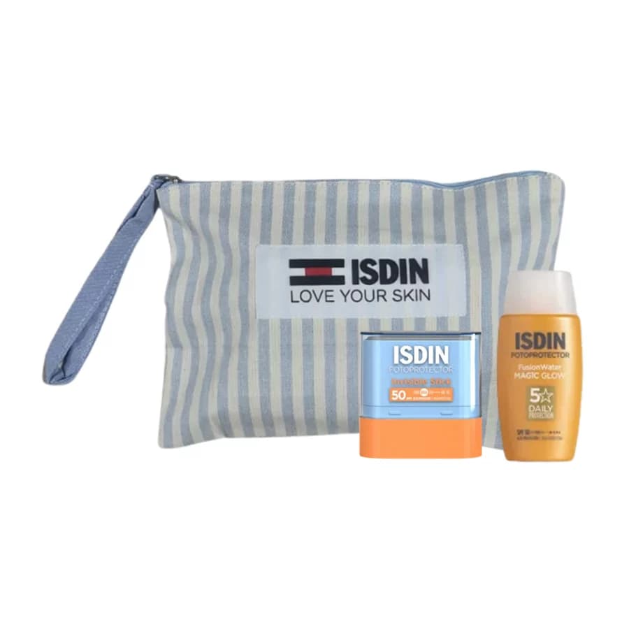 ISDIN PACK ECRAN INVI STICK SPF50 +ECRAN FUSION WATER MAGIC GLOW SPF50 50ML AVEC TROUSSE OFFERT