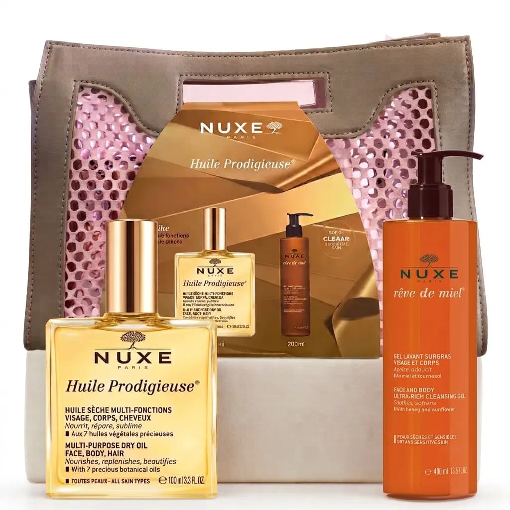 NUXE Huile Prodigieuse 100ml + Gel Nettoyant et Sac Offerts