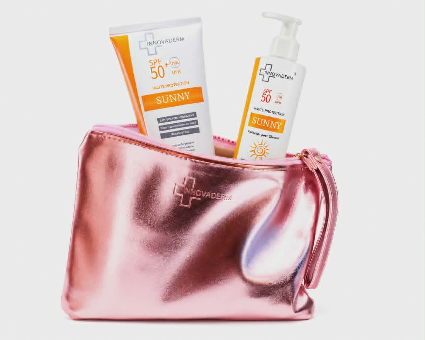 Innovaderm trousse sunny lait solaire spf50+ creme cheveux protectrice