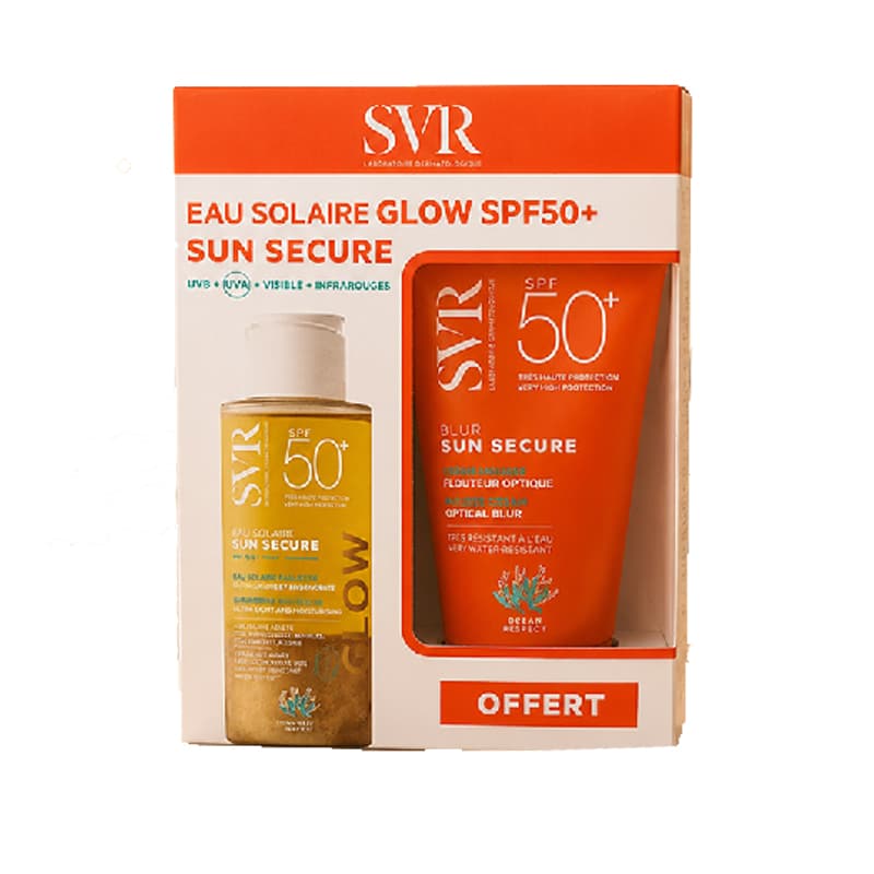 SVR SUN SECURE Eau Solaire Glow SPF50+ 100ML+ ecran blur offert