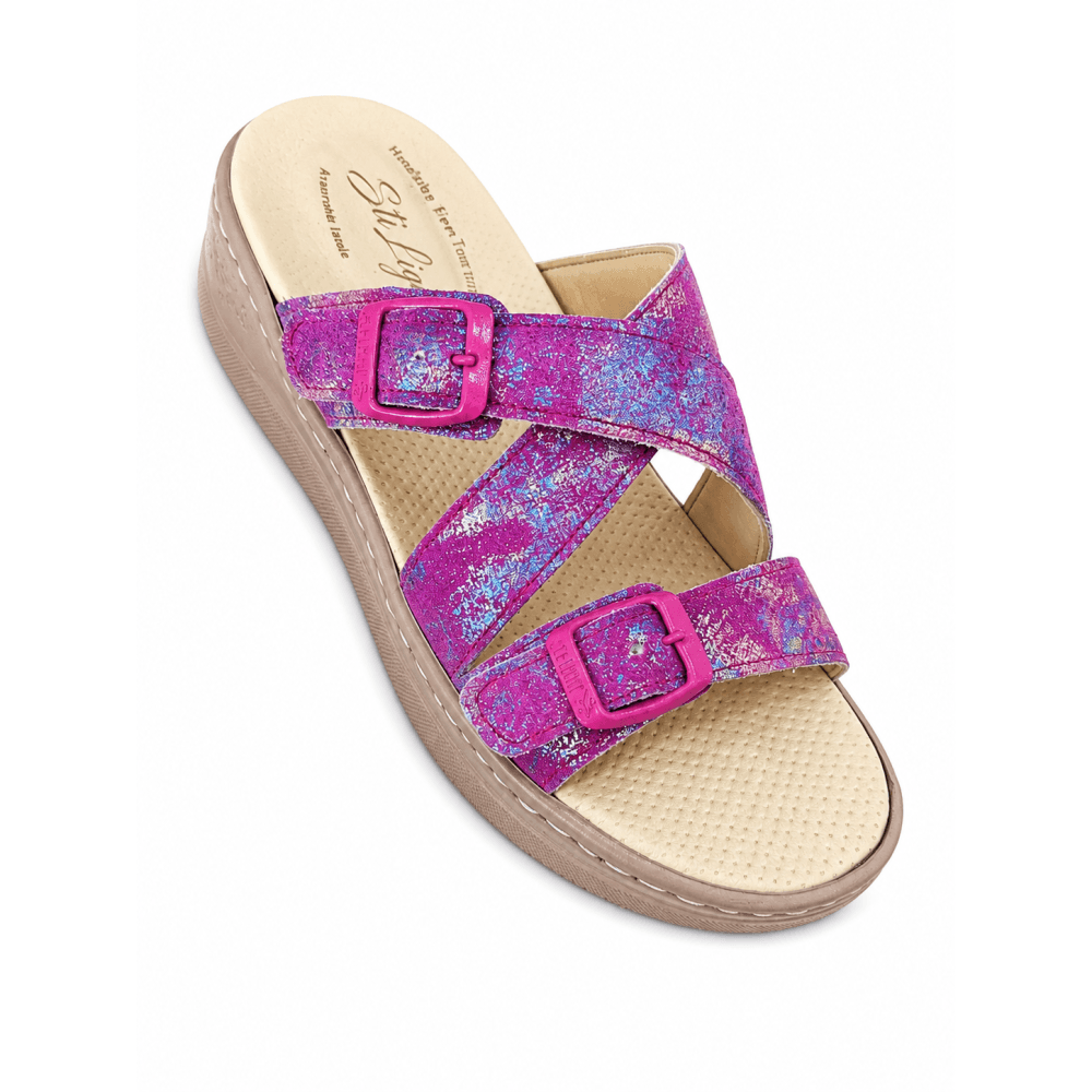 STI LIGHT – CLAQUETTES ORTHOPEDIQUES CROIEES ROSES ET VIOLETS FEMME