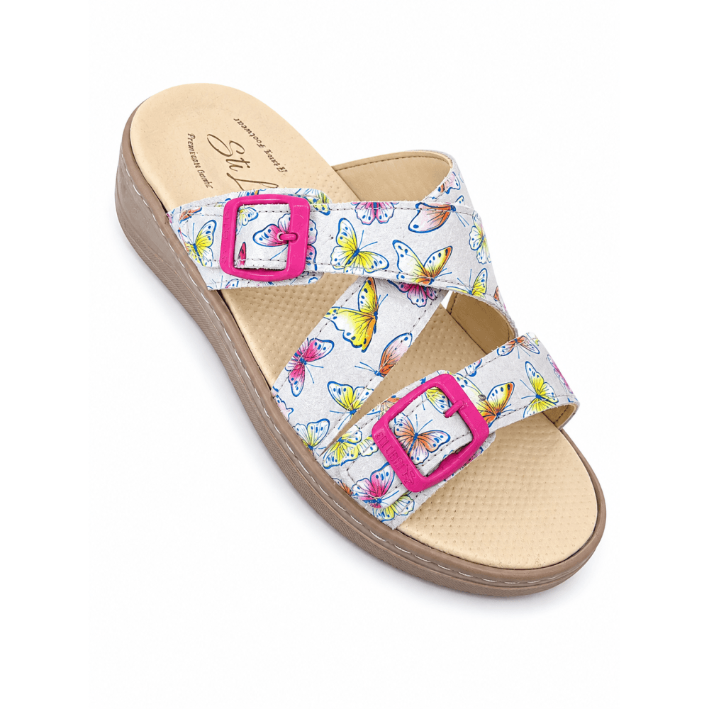 STI LIGHT – CLAQUETTES ORTHOPEDIQUES GRIS AVEC DETAILS PAPILLONS FEMME
