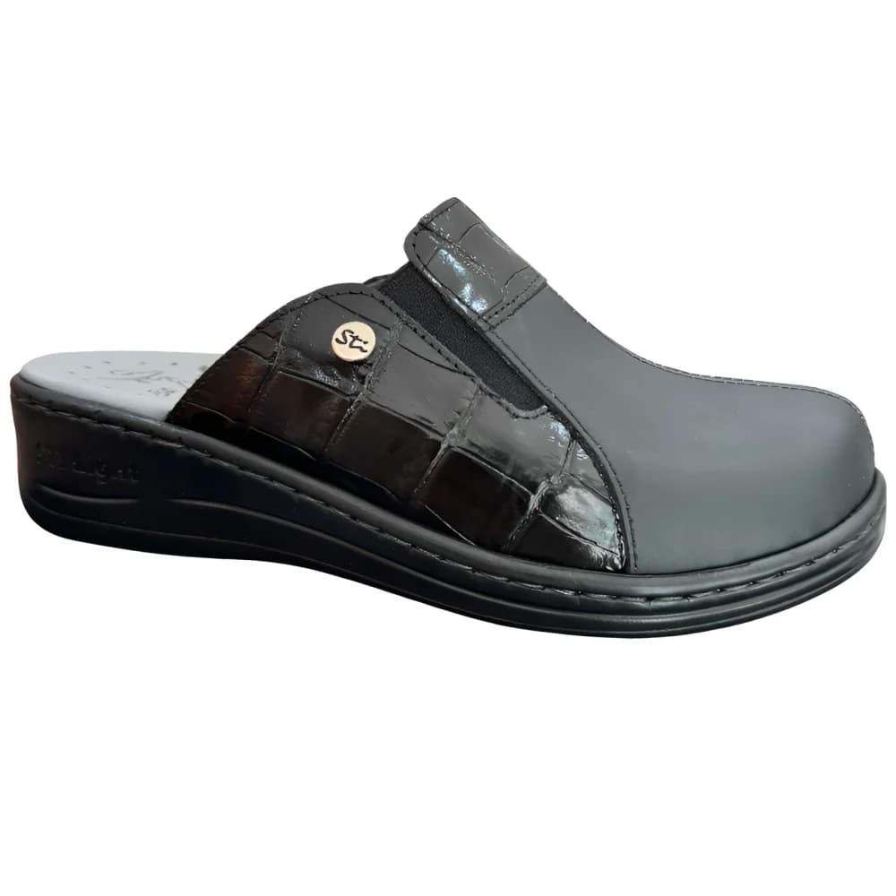 STI LIGHT – SABOTS ORTHOPEDIQUES FEMME NOIRS DETAILS EN CROCCO