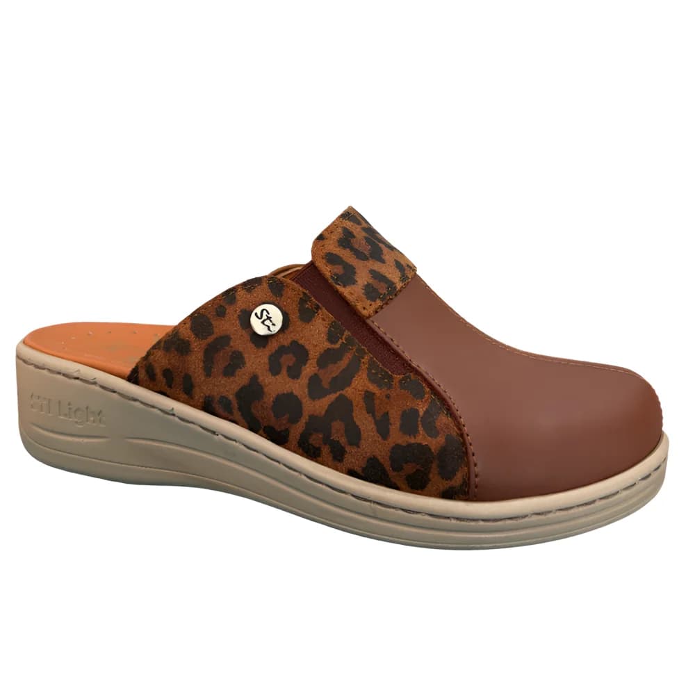 STI LIGHT – SABOTS ORTHOPEDIQUES MARRONS DETAILS LEOPARD FEMME