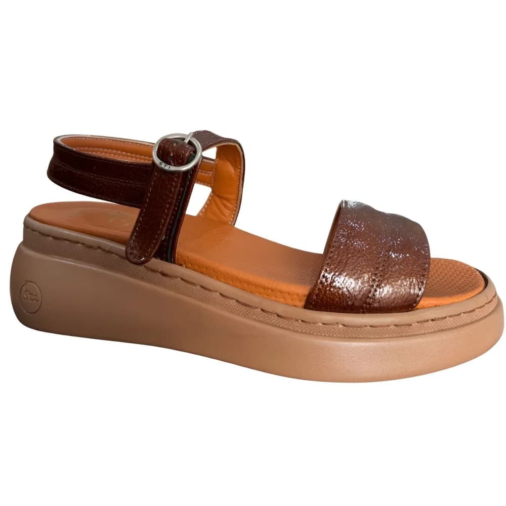 STI LIGHT – SANDALES ORTHOPEDIQUES MARRON VERNIS FEMME
