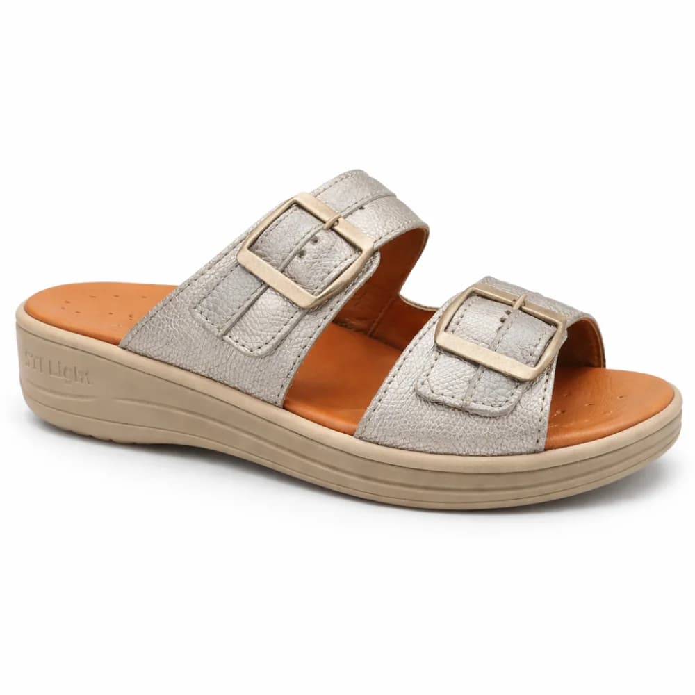 STILIGHT – CLAQUETTES ORTHOPEDIQUES TAUPE BRILLANT FEMME