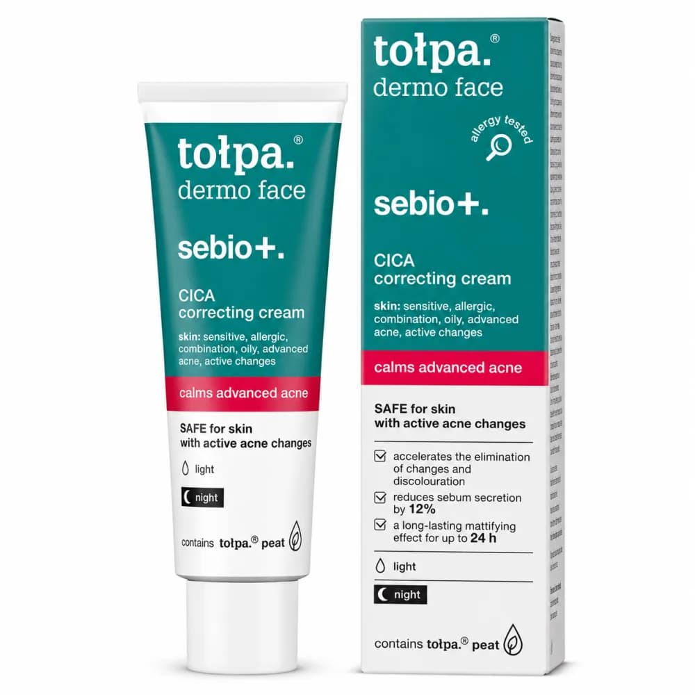 TOŁPA DERMO FACE SEBIO+ – CRÈME DE NUIT CICA CORRECTRICE DES IMPERFECTIONS 40 ML