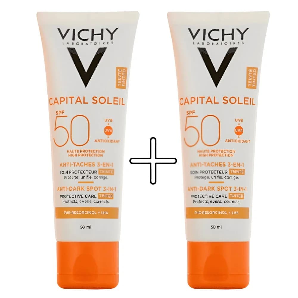 VICHY CAPITAL SOLEIL – LOT DE 2 SOIN ANTI-TACHES TEINTÉ 3-EN-1 SPF50+ 50ML