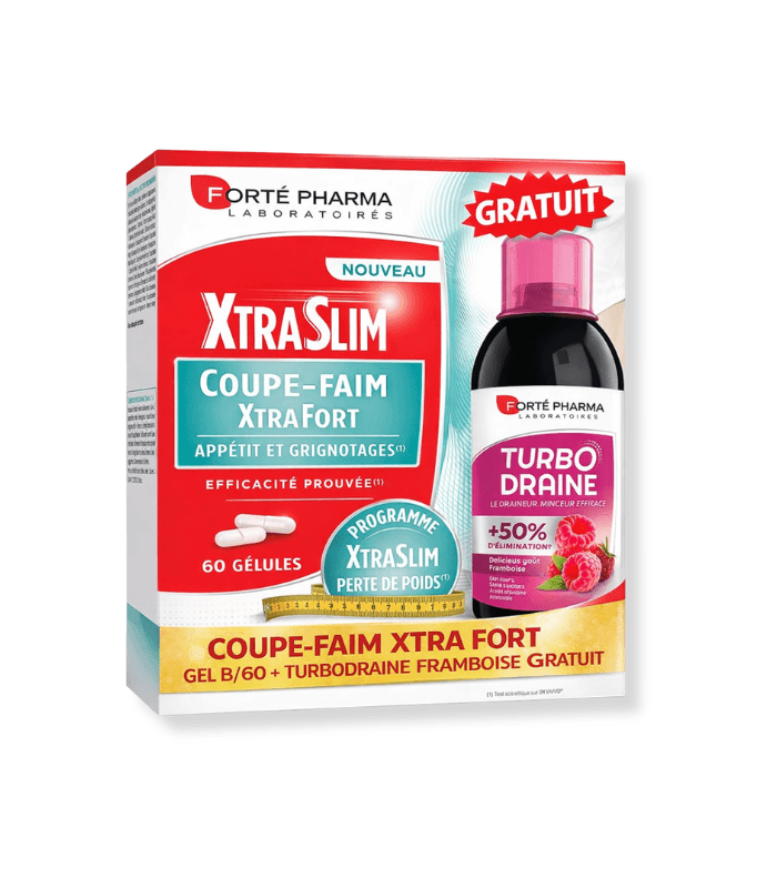 FORTE PHARMA XTRA SLIM COUPE FAIM + TURBODRAINE FRAMBOISE GRATUIT