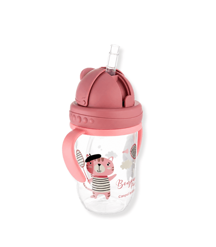 CANPOL TASSE ANTIECLABOUSSURE AVEC PAILLE ROUGE BONJ PARIS 270ML