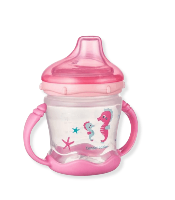 CANPOL TASSE D’APPRENTI ROSE SWEETS FUN A ANSES BEC SILIC 180ML