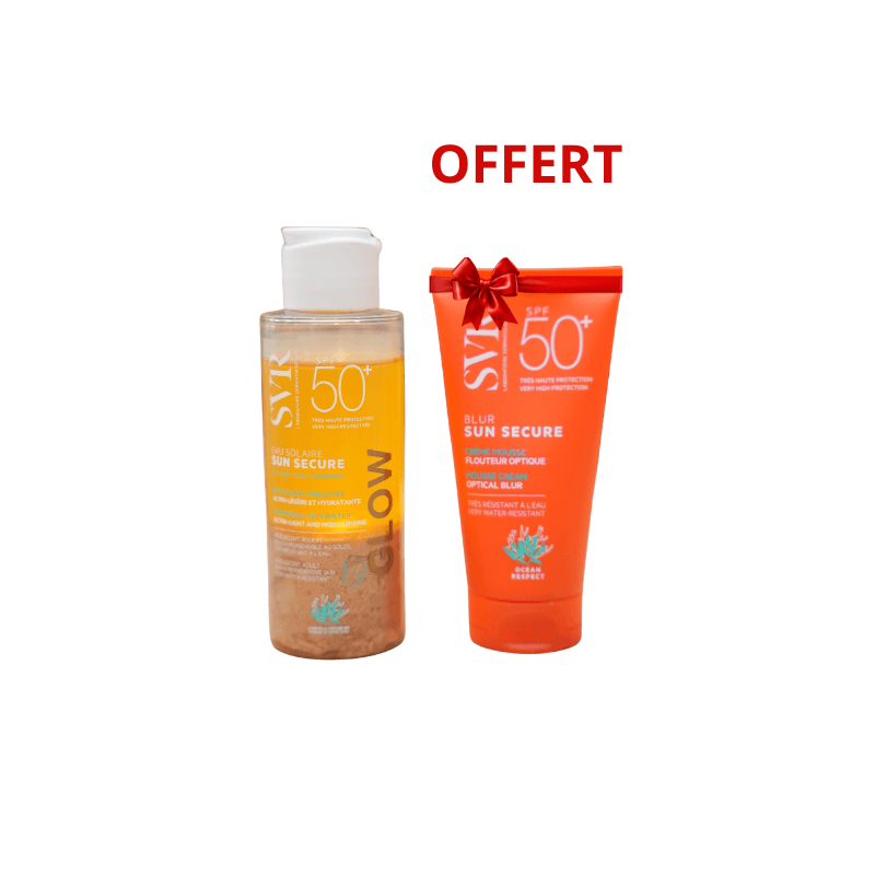 SVR SUN SECURE Eau Solaire Glow SPF50+ avec svr blur