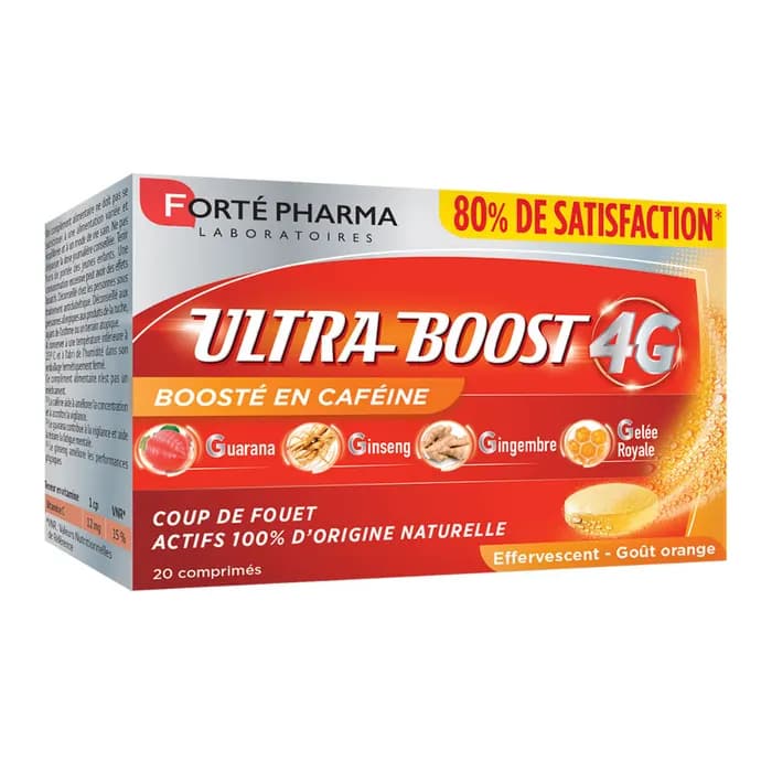 Forté Pharma Ultra Boost 4G, énergisant naturel à la caféine, 20 comprimés effervescents