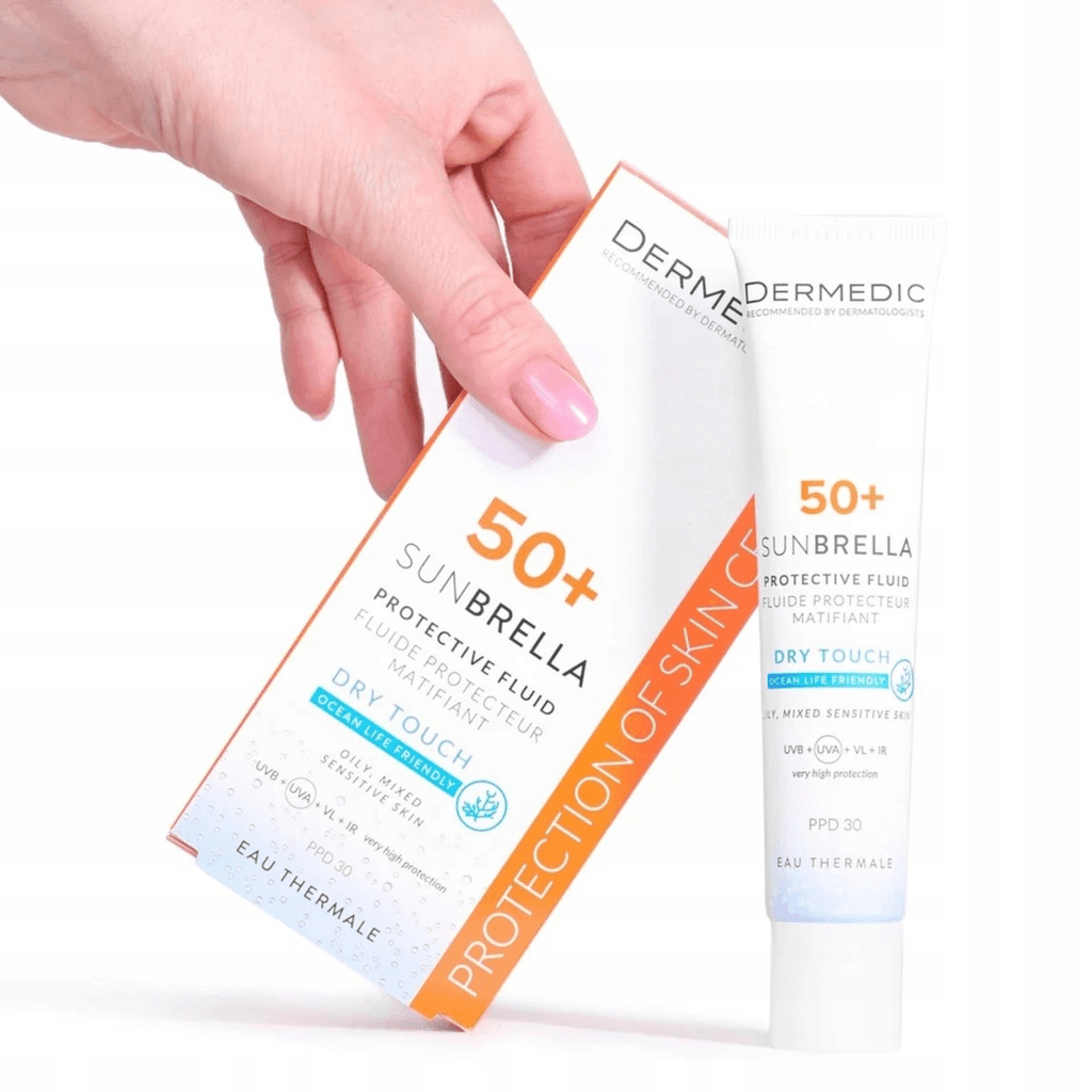 DERMEDIC SUNBRELLA TOUCHER SEC PEAUX GRASSES , MIXTES et sensibles SPF 50+