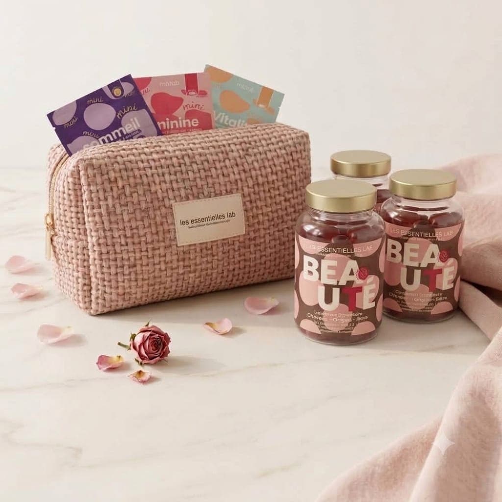 LES ESSENTIELLES LAB TROUSSE BEAUTE GUMMIES FRUITS ROUGES 3 BOITES + Miniatures