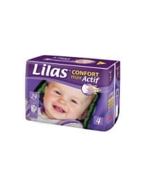 COUCHE BEBE LILAS CONFORT MAX 9-18KG TAILLE 4 24 PIECES