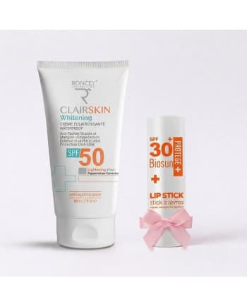 ECRAN SOLAIRE CLAIRCISSANTE RONCEY CLAIRSKIN SPF 50 50ML+BAUME A LEVRES SPF30