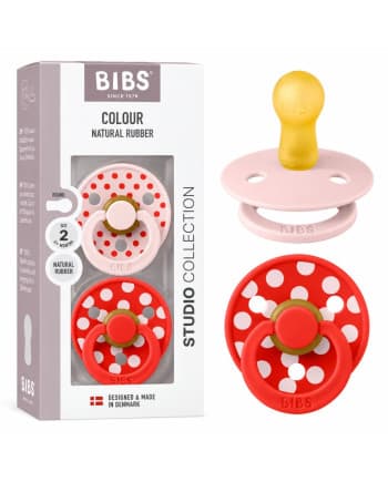 SUCETTES BIBS LOT DE 2 COLOUR NATURAL RUBBER BLOSSOM CANDY APPLE +6MOIS