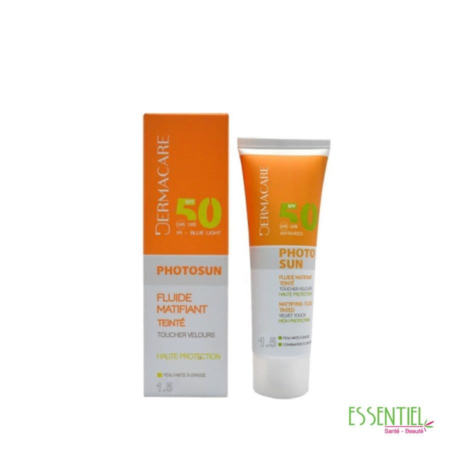 DERMACARE PHOTOSUN 1.5 FLUIDE MATIFIANTE TEINTE BEIGE ECLAT SPF 50+