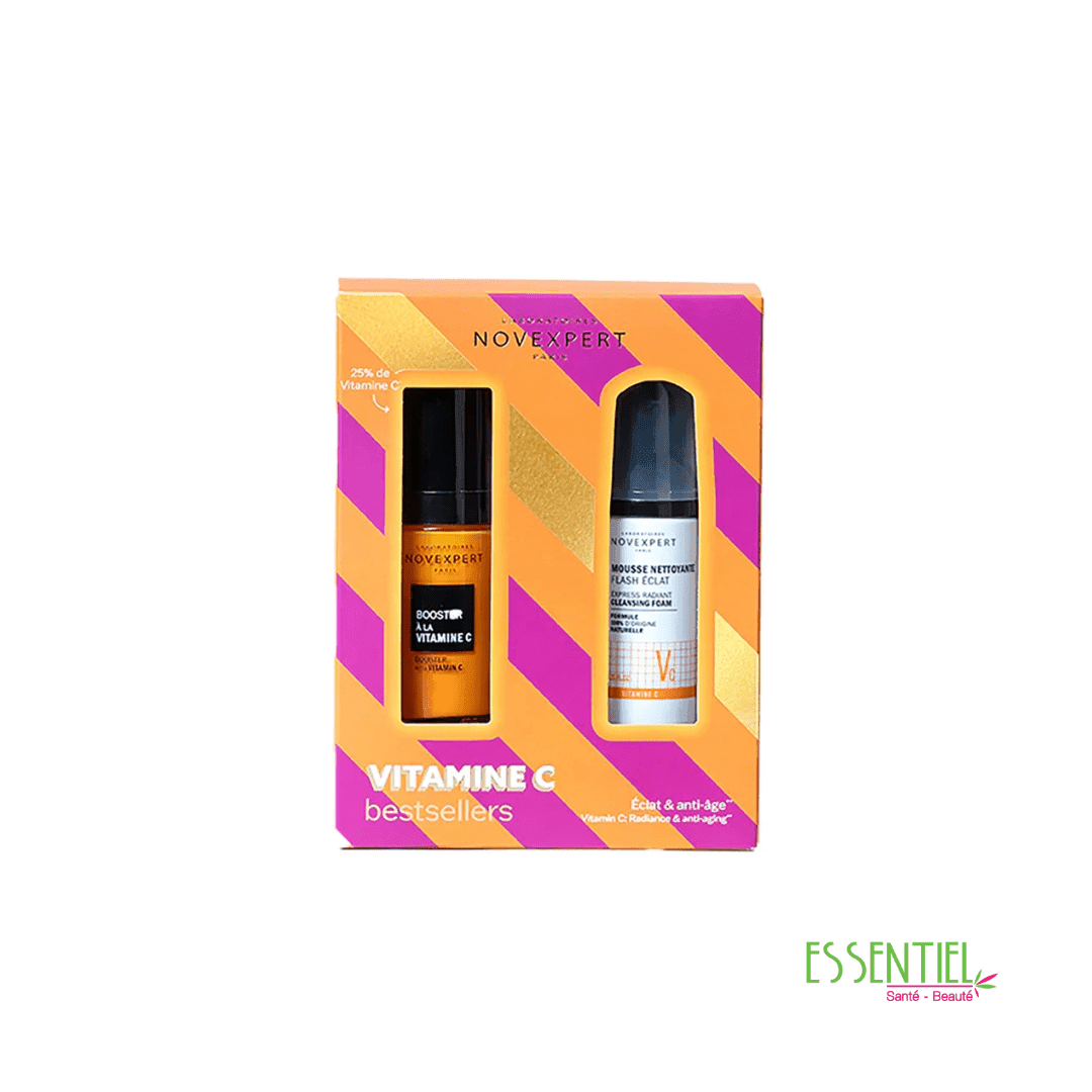 NOVEXPERT Coffret – Booster à la Vitamine C 30ml + Mousse Nettoyante Flash Éclat 40ml Offerte